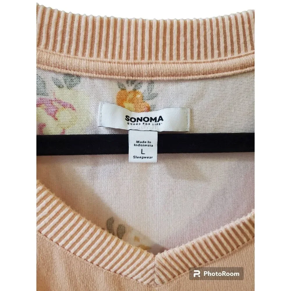 Sonoma Women Size L 2pc Sleepwear Knit Pajama PJ Set Long Floral NWOT